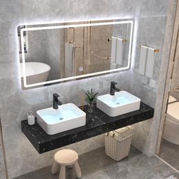 Juego de accesorios de baño Gabinete combinado de lavabo para dos personas de mármol simple