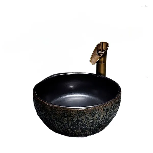 Ensemble d'accessoires de bain petit appartement de table en céramique bassin 35 cm taille lavage rétro art lavouard créatif single maison