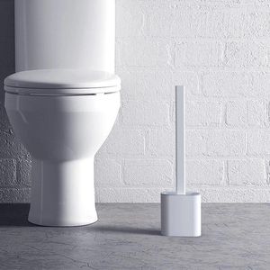 Badaccessoireset Zachte TPR-siliconentoiletborstel met houder Zwart Aan de muur gemonteerde afneembare handgreep Badkamerreiniger Duurzaam toilet