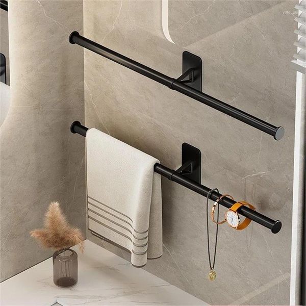 Juego de accesorios para baño, colgador de toallas de aluminio espacial, soporte de pared para cocina y baño, barra de barra automática