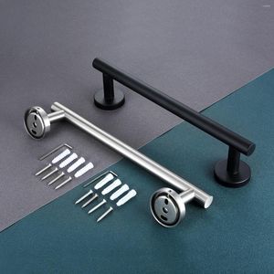 Juego de accesorios de baño Toallero individual de acero inoxidable Soporte para colgar en negro/plata con barra de tornillos Montaje en pared Organizador de baño de cocina simple