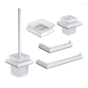 Ensemble d'accessoires de bain en acier inoxydable blanc matériel de salle de bain porte-serviettes porte-papier porte-savon brosse à dents brosse de toilette