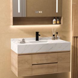 Badaccessoire set stenen plaat badkamer kast combinatie houten kleur gezicht wassen inter-platform bassin wasstandering