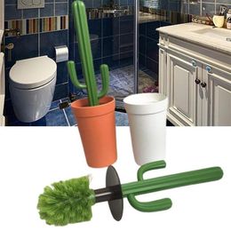 Ensemble d'accessoires de bain, brosse de toilette innovante à tête Dense en plastique, mignon Cactus, nettoyeur de nettoyage à Long manche pour Home297C