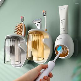 Ensemble d'accessoires de bain distributeur de dentifrice presse-agrumes automatique accessoires de salle de bain support mural porte-brosse à dents organisateur