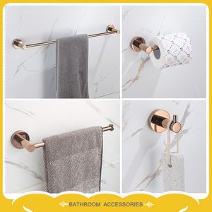 Ensemble d'accessoires de bain Porte-serviettes Porte-papier toilette En acier inoxydable Accessoires de salle de bain Ensembles Crochet mural Cintre Or rose 230923