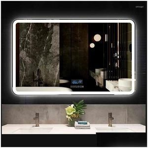 Badaccessoireset Muur Badkamer Wastafel Led Slimme Make-upspiegel Met Licht Anticondens Vierkant Hangend Drop Delivery Huis Tuinaccessoire Dha0N