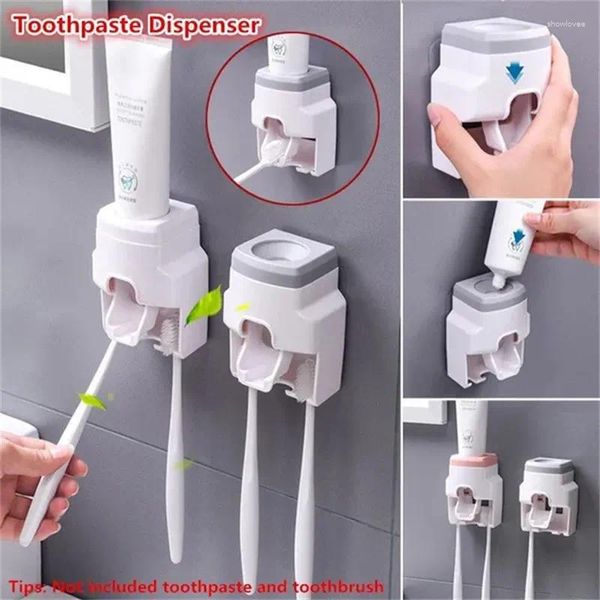 Juego de accesorios para baño, dispensador automático de pasta de dientes con montaje en pared, exprimidor perezoso impermeable, soporte para cepillo de dientes, accesorios de baño para el hogar