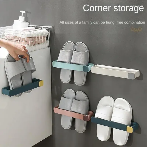 Juego de accesorios para baño, zapatero montado en la pared, estante Simple, herramientas de almacenamiento multiusos para uso doméstico, perforado, sin espacio en el suelo