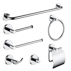 Badaccessoireset Wall SUS 304 Roestvrij stalen badkamer Hardware Chrome Polijst papierhouder Robe Haak Haak Bar Ring Accessoires