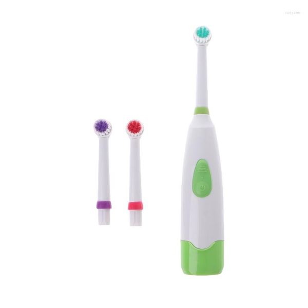 Juego de accesorios de baño Cepillo de dientes eléctrico giratorio impermeable con 3 cabezales de cepillo