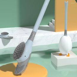 Ensemble d'accessoires de bain WHYY brosse de toilette forme de canard de plongée propre pas de coin mort longue poignée cheveux doux douche murale pour accessoires de salle de bain