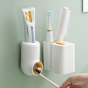 Bath Accessoire Set Wikhostar Automatische tandpasta Dispenser Wall gemonteerd squeezer badkamer accessoires opslagrek