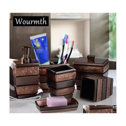 Bath Accessoire Set Wourmth European Resin Badkamer Accessoires Sanitaire Ware Tandborstels Cuphouder Soap Dish Gifts 6pcs/Set Drop D DHZP3