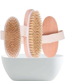 Baignoire de bain sèche Corps cingle doux à poils naturels Spa la brosse en bois douche de bain à poils brosses de brosse à carrosserie sans poignée7106316