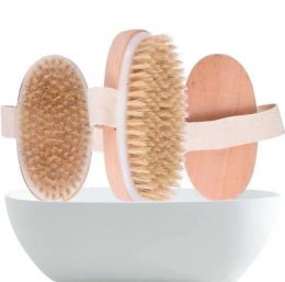 Baignoire de bain sèche Corps de peau douce et nature naturelle Spa la brosse Bouche en bois douche à poils brosse à poils brosse à carrosserie sans poignée 814