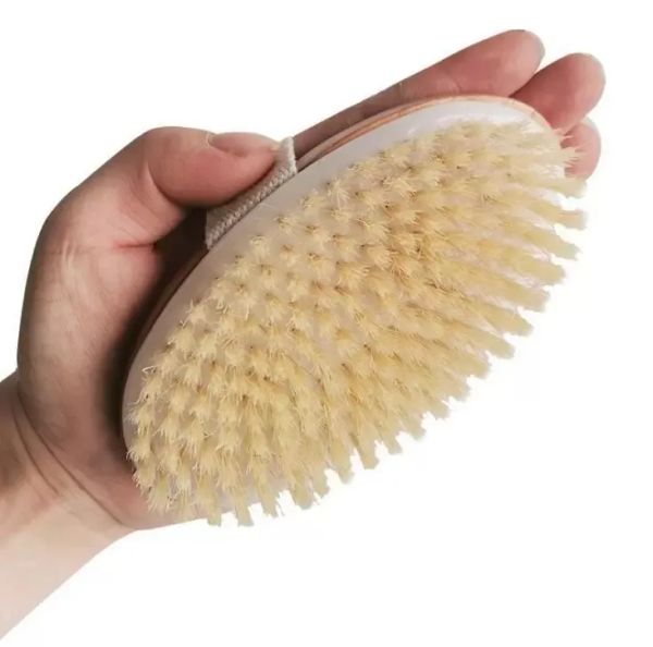 Brosse de bain peau sèche corps doux poils naturels SPA la brosse en bois bain douche brosse à poils SPA brosses pour le corps sans poignée sortie d'usine