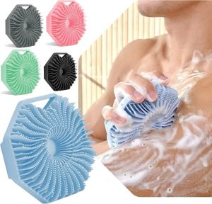 Bath Brush With Belt Silicone Glove Foaming Skin Scrubbers Hair Massage Exfoliating Head Cleaning Scrubber Washing Shower Tool AU04