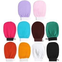 10 kleur diepe exfoliërende handschoen scrub Exfoliant Scrubber Glove voor douche Exfoliating Mitt Body Scrubber Skin Exfoliator Dead Skin Remover Spray Tan Remover