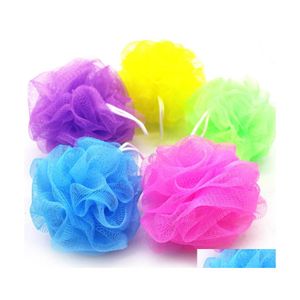 Brosses de bain Éponges Épurateurs MTI Couleurs 15G Éponge de douche Pouf Loofahs Nylon Mesh Brosse Ball Lace Edge 1208 V2 Drop Deli Dhxyx