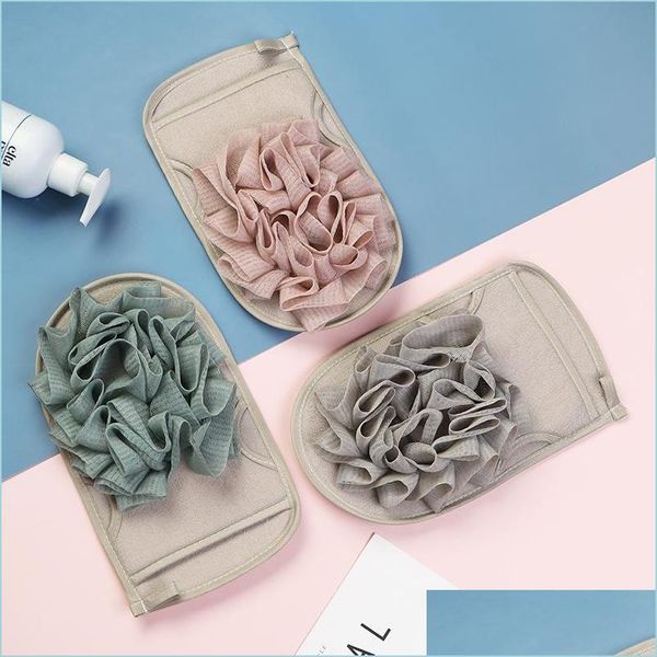 Brosses de bain Éponges Épurateurs 1pcs Gants de bain portables Double côtés Fleur pour ADT Enfants Outil exfoliant Drop Livraison Accueil Gar Dhrz3