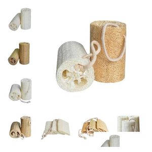 Cepillos de baño Esponjas Fregadores 3/4/5 pulgadas Natural Aplanar Loofah Plato Cepillo de limpieza Lavado de platos Bola Lavado Ducha Herramienta Drop de Otykb