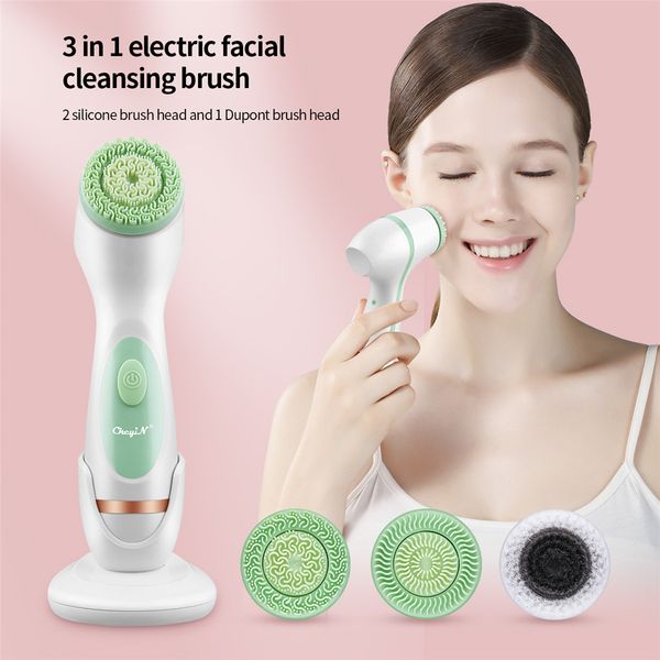 Points de bain, épluche d'épinets 3 en 1 pour le visage électrique Nettoyage Brosse Silicone Face rotatif Brosse en profondeur Nettoyage de la peau Péliers Nettoyant Exfoliation