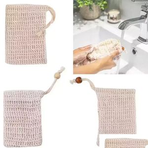 Brosses de bain, éponges épurateurs 3 styles exfoliants sacs en maille pochette pour douche corps Mas épurateur naturel biologique Ramie sac de savon SIS Dh8Vr