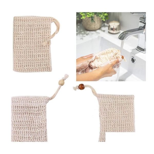 Bain Brosses Éponges Épurateurs 4Style Exfoliant Mesh Sacs Poche Pour Douche Corps Mas Épurateur Naturel Organique Ramie Savon Sac Sis Dht0L