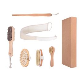 Brosses De Bain Éponges Épurateurs 5Pcs / Set Brosses De Nettoyage En Bois Ensemble Ménage Salle De Bains Spa Outil Fl Corps Mas Brosse Goutte De Dhgarden Dhnkw