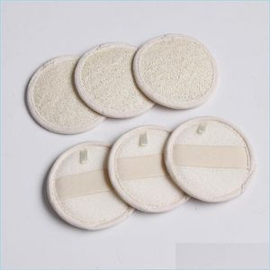 Badborstels Sponzen Scrubbers 8 cm Rondvormige natuurlijke loofa -kussen Exfoliërende gezichtsspons Verwijder de dode huid spa mas bad dhvpbbb