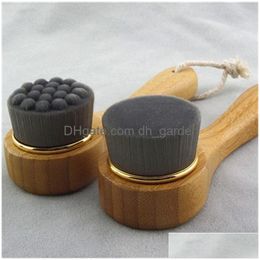 Cepillos de baño Esponjas Depuradores Mango de bambú Fibra Cepillo facial Spa Mas Cepillos para limpieza de piel seca T500778 Drop Deliver Dhgarden Dhyhz