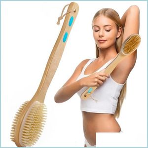 Brosses De Bain Éponges Épurateurs Brosses De Bain À Poils Doux Et Rigides Brosse De Douche Exfoliante Pour La Peau Spécialement Longue Main En Bois Dhdzc