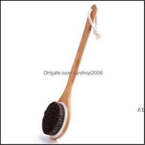 Baignoire pinceaux ￩poux ￩poutteurs accessoires de salle de bain maison brosses de jardin maison brosse de coiffure de cheval Brosse de bambou longue poign￩e pour douche s￨che rre1