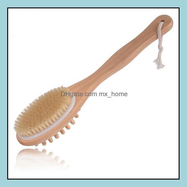 Brosses de bain, éponges, épurateurs, accessoires de salle de bains, maison, jardin, poils de sanglier naturels, brosse en bois et corps arrière W Dh5Zd