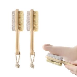 Brosses de bain Éponges Épurateurs Brosses de nettoyage Corps naturel Pied Exfoliant Spa Brosse double face avec pierre ponce naturelle RRA41