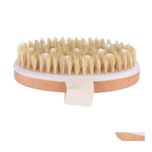 Brosses De Bain Éponges Épurateurs Brossage À Sec Brosse Pour Le Corps Exfoliant Peau Spa Mas Gommage Avec Des Poils De Sanglier Naturels Et Des Perles Douces D Dho1R