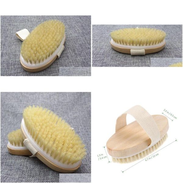 Brosses de bain Éponges Épurateurs Peau sèche Corps Doux Brosse à poils naturels Douche en bois Spa sans poignée 30pcs Drop Delivery Home Gard Otwxy