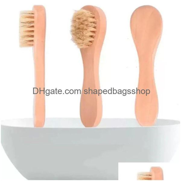 Brosses de bain, éponges épurateurs brosse nettoyante pour le visage pour l'exfoliation du visage brosses exfoliantes à poils naturels brossage à sec avec W Dhxyg