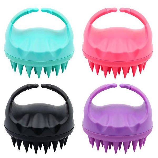 Brosses de bain, éponges à récurer Masseur de cuir chevelu Brosse à shampoing Brosse en silicone pour lave-tête Douche à main Épurateur de cuir chevelu Brosse nettoyante pour éliminer les pellicules