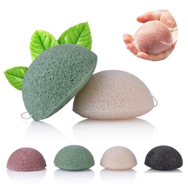 Cepillos de baño esponjas Scrubbers Konjac Facial Facial Puff Cleanse Lavado de Konnyaku Exfoliante Herramienta de maquillaje de cuidado de la limpieza Dhbfy