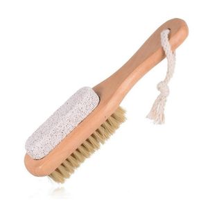 Brosses de bain, éponges épurateurs poils de crinière pieds propres brosse en bois pierre ponce pieds pédicure élimination des callosités brosses de soins des pieds D Dhpi0