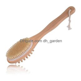 Brosses De Bain Éponges Épurateurs Poils De Sanglier Naturels Mas En Bois Brosses Brosse À Dos Avec Long Manche Exfolier La Peau T2I5341 Dhgarden Dhhqt