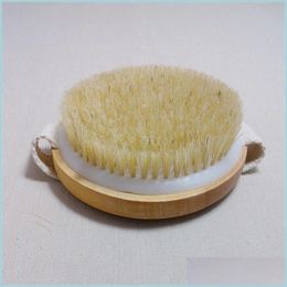 Brosses De Bain Éponges Épurateurs Poils Naturels Brosse Sans Poignée Peau Sèche Corps Douche Poils Brosses Mas Goutte En Bois Livrer Dhckv