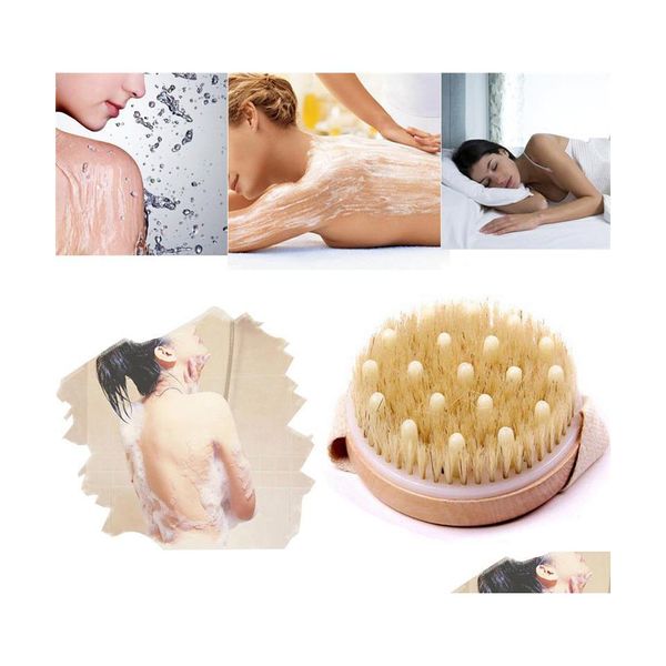 Brosses De Bain Éponges Épurateurs Poils Naturels Brosse Corps Mas Douche De Poche En Bois Exfoliant Baignade Spa Peau Brosse De Nettoyage Dhu2Q