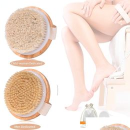 Brosses de bain Éponges Épurateurs Brosse à poils exfoliants naturels Corps en bois Mas Spa Sec - Bains Ensemble Bain Drop Livraison Maison Garde Dhexr