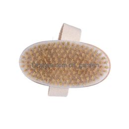 Brosses de bain Éponges Épurateurs Nouvelle Brosse Peau Sèche Corps Doux Poils Naturels Spa Brosses De Douche En Bois Sans Poignée T2I57 Dhgarden Dhr0M