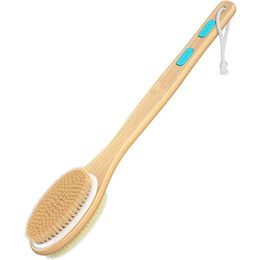 Brosses de bain Éponges Épurateurs Brosse de bain de douche avec poils doux et rigides Exfoliant du corps à long manche double face pour Wet O Dh7Pr