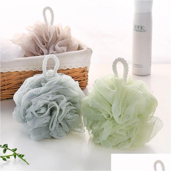 Brosses de bain Éponges Épurateurs Boule d'éponge En gros Salle de bain Poufs en maille Lavage du corps moussant El Fournitures du marché Mélanger les couleurs Gc0 Otcii