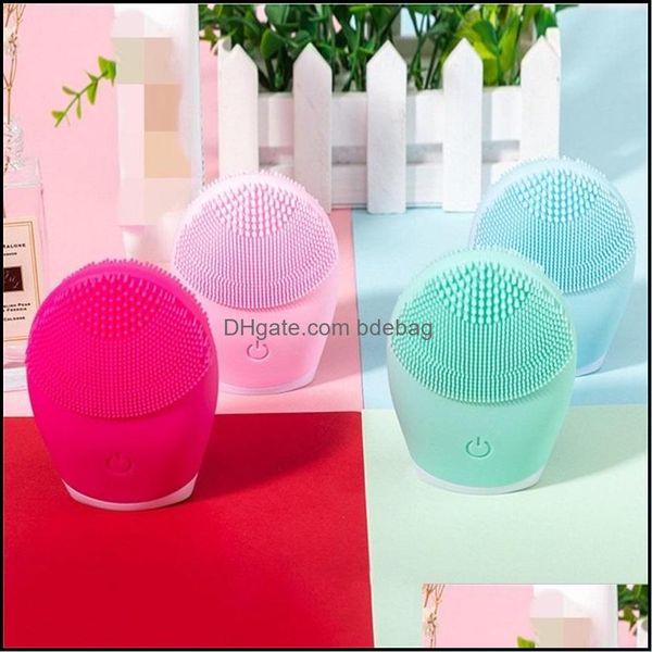 Brosses de bain Éponges Épurateurs Trasonic Sile Brosse nettoyante pour le visage électrique Nettoyant pour le visage sonique Peau Mini Lavage Masr Rechargeabl Dhyjd